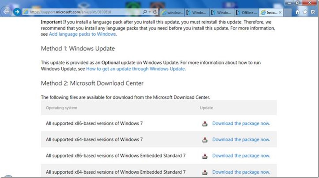 manually install windows 7 updates offline